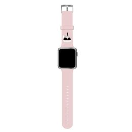 Karl Lagerfeld pasek do Apple Watch 42 / 44 / 45 KLAWLSLKP różowy Silicone Karl's Head