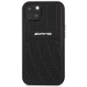 AMG nakładka do iPhone 13 6,1" AMHCP13MOSDBK czarna hard case Leather Curved Lines MagSafe