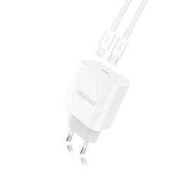 Dudao szybka ładowarka sieciowa EU USB Typ C Power Delivery 18W + kabel przewód USB Typ C / Lightning 1m biały (A8EU + PD cable 
