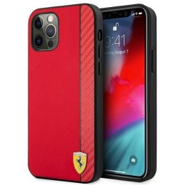 Etui Ferrari On Track Carbon Stripe na iPhone 12 / iPhone 12 Pro - czerwone