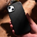 ICarer Case Leather pokrowiec etui z naturalnej skóry do iPhone 14 Plus czarny (kompatybilne z MagSafe)