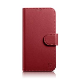 ICarer Wallet Case 2in1 etui iPhone 14 Pro Max skórzany pokrowiec z klapką Anti-RFID czerwony (WMI14220728-RD)
