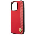 Etui Ferrari Carbon na iPhone 14 Pro - czerwone