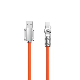 Kabel kątowy USB - USB C 120W rotacja 180° Dudao 120W 1m - pomarańczowy