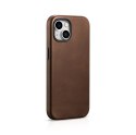 Skórzane etui kompatybilne z MagSafe do iPhone 15 Plus iCarer Oil Wax Premium Leather - brązowe