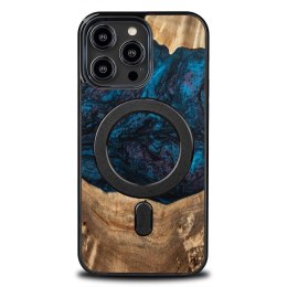 Etui z drewna i żywicy na iPhone 14 Pro Max MagSafe Bewood Unique Neptun - granatowo-czarne
