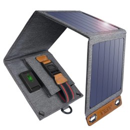 [PO ZWROCIE] Choetech turystyczna ładowarka solarna do telefonu z USB 14W rozkładana szara (SC004)
