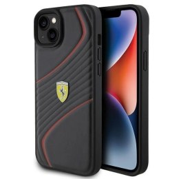Etui Ferrari Twist Metal Logo na iPhone 15 Plus - czarne