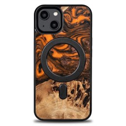 Etui z drewna i żywicy na iPhone 15 MagSafe Bewood Unique Orange - pomarańczowo-czarne