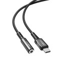 Acefast kabel audio USB Typ C - 3,5mm mini jack (żeński) 18cm, DAC, AUX czarny (C1-07 black)