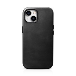 Skórzane etui z MagSafe iCarer Oil Wax Premium Leather do iPhone 15 - czarne