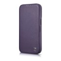 ICarer CE Premium Leather Folio Case skórzane etui iPhone 14 Pro z klapką magnetyczne MagSafe ciemnofioletowy (WMI14220714-DP)