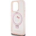 Etui Hello Kitty Ring Stand Glitter Electrop Logo MagSafe na iPhone 15 Pro - różowe