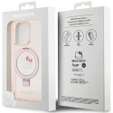 Etui Hello Kitty Ring Stand Glitter Electrop Logo MagSafe na iPhone 15 Pro - różowe