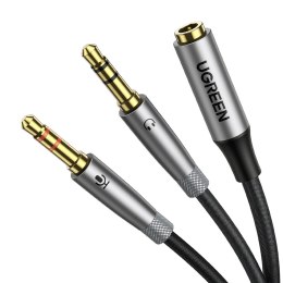 [PO ZWROCIE] Ugreen kabel rozdzielacz AUX 3,5 mm mini jack (żeński) - 2x 3,5 mm mini jack (męski - mikrofon i słuchawki) srebrny