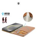Etui Dux Ducis Hivo z klapką i blokadą RFID do Samsung Galaxy S24 - brązowe