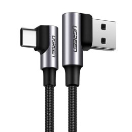 [PO ZWROCIE] Ugreen kątowy kabel przewód USB - USB Typ C Quick Charge 3.0 QC3.0 3 A 2 m szary (US176 20857)