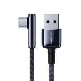 Ugreen kątowy kabel przewód z bocznym wtykiem USB - USB Typ C 5 A Quick Charge 3.0 SCP FCP 0,5 m czarny (70282 US313)