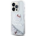 Etui Hello Kitty Liquid Glitter Charms Kitty Head na iPhone 13 Pro / 13 - srebrne