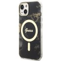 Guess nakładka do iPhone 14 Plus 6,7" GUHMP14MHTMRSK czarna hard case Golden Marble MagSafe