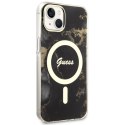 Guess nakładka do iPhone 14 Plus 6,7" GUHMP14MHTMRSK czarna hard case Golden Marble MagSafe