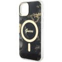 Guess nakładka do iPhone 14 Plus 6,7" GUHMP14MHTMRSK czarna hard case Golden Marble MagSafe