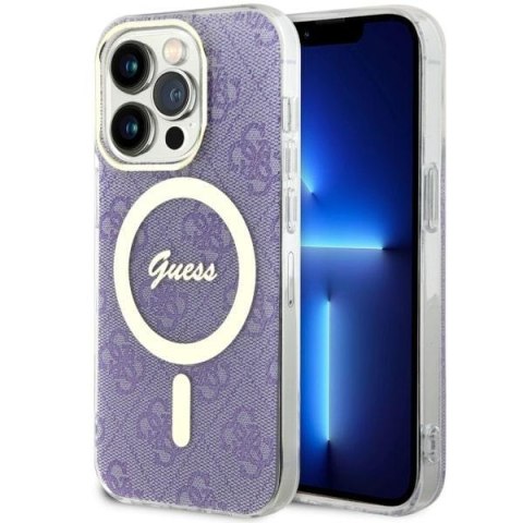 Guess nakładka do iPhone 14 Pro 6,1" GUHMP14LH4STU purpurowa hard case 4G MagSafe