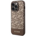 Guess nakładka do iPhone 14 Pro 6,1" GUHMP14LHGCFSEW brązowa hard case GCube Stripes MagSafe