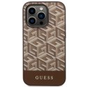 Guess nakładka do iPhone 14 Pro 6,1" GUHMP14LHGCFSEW brązowa hard case GCube Stripes MagSafe