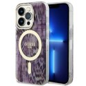 Guess nakładka do iPhone 14 Pro Max 6,7" GUHMP14XHLEOPWP różowa hard case Leopard MagSafe