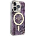 Guess nakładka do iPhone 14 Pro Max 6,7" GUHMP14XHLEOPWP różowa hard case Leopard MagSafe