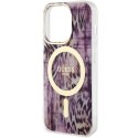 Guess nakładka do iPhone 14 Pro Max 6,7" GUHMP14XHLEOPWP różowa hard case Leopard MagSafe