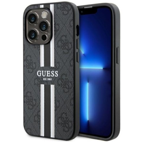 Guess nakładka do iPhone 14 Pro Max 6,7" GUHMP14XP4RPSK czarna hard case 4G Printed Stripes MagSafe