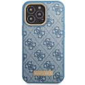 Guess nakładka do iPhone 14 Pro Max 6,7" GUHMP14XU4GPRB niebieska hard case 4G Logo Plate MagSafe