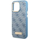 Guess nakładka do iPhone 14 Pro Max 6,7" GUHMP14XU4GPRB niebieska hard case 4G Logo Plate MagSafe