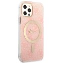 Guess zestaw nakładka + ładowarka do iPhone 12 / 12 Pro 6,1" GUBPP12MH4EACSP różowy hard case 4G Print MagSafe