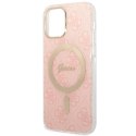 Guess zestaw nakładka + ładowarka do iPhone 12 / 12 Pro 6,1" GUBPP12MH4EACSP różowy hard case 4G Print MagSafe