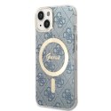 Guess zestaw nakładka + ładowarka do iPhone 14 Plus 6,7" GUBPP14MH4EACSB niebieski hard case Marble MagSafe