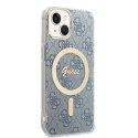 Guess zestaw nakładka + ładowarka do iPhone 14 Plus 6,7" GUBPP14MH4EACSB niebieski hard case Marble MagSafe