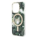 Guess zestaw nakładka + ładowarka do iPhone 14 Pro 6,1" GUBPP14LHJEACSA zielony hard case Jungle MagSafe