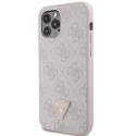 Guess nakładka do iPhone 12 / 12 Pro 6,1" GUHCP12MP4TDSCPP różowa HC PU Leather Metal Logo Strass Crossbody