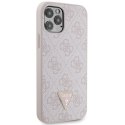 Guess nakładka do iPhone 12 / 12 Pro 6,1" GUHCP12MP4TDSCPP różowa HC PU Leather Metal Logo Strass Crossbody