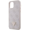 Guess nakładka do iPhone 12 / 12 Pro 6,1" GUHCP12MP4TDSCPP różowa HC PU Leather Metal Logo Strass Crossbody