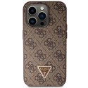 Guess nakładka do iPhone 14 Pro 6,1" GUHCP14LP4TDSCPW brązowa HC PU Leather Metal Logo Strass Crossbody