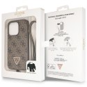 Guess nakładka do iPhone 14 Pro 6,1" GUHCP14LP4TDSCPW brązowa HC PU Leather Metal Logo Strass Crossbody