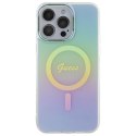 Guess nakładka do iPhone 15 Pro 6,1" GUHMP15LHITSQ turkusowa HC IML Magsafe Iridescent