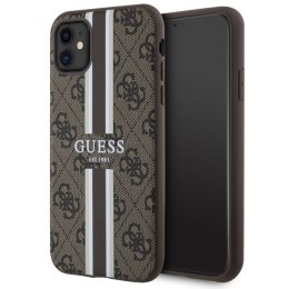 Guess nakładka do iPhone 11 GUHMN61P4RPSW brązowa harcase Magsafe 4G Printed Stripes