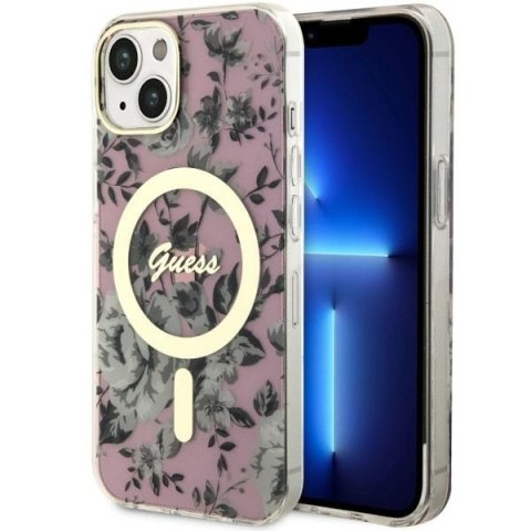 Guess nakładka do iPhone 14 6,1" GUHMP14SHCFWSP różowa hardcase Magsafe IML Flower