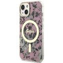 Guess nakładka do iPhone 14 6,1" GUHMP14SHCFWSP różowa hardcase Magsafe IML Flower