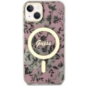 Guess nakładka do iPhone 14 6,1" GUHMP14SHCFWSP różowa hardcase Magsafe IML Flower